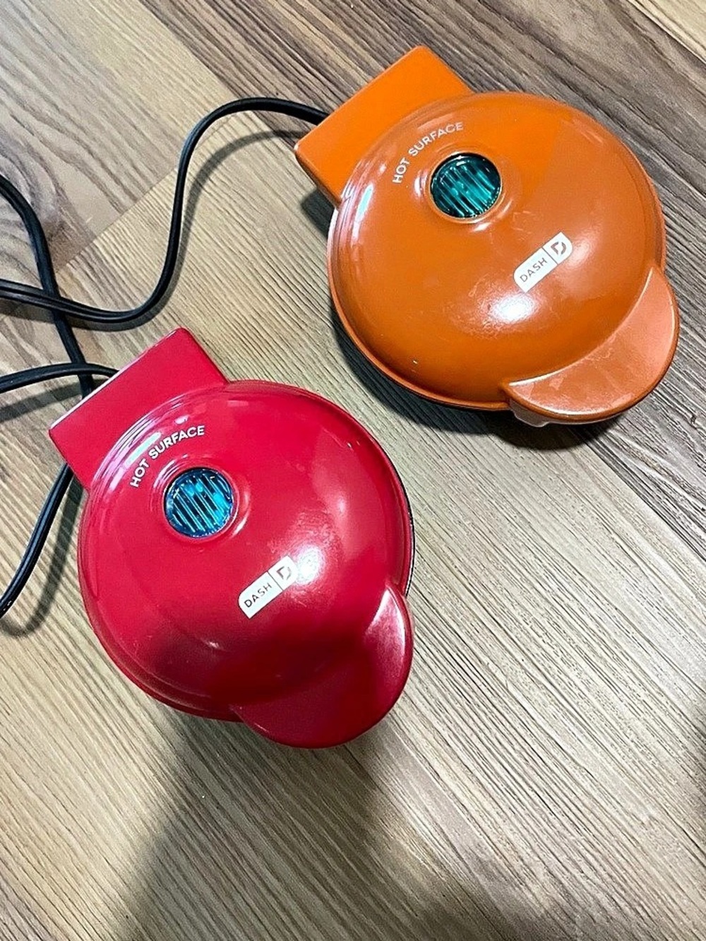 Dash Mini Waffle Maker Bundle (Heart and Pumpkin) Orange & Red